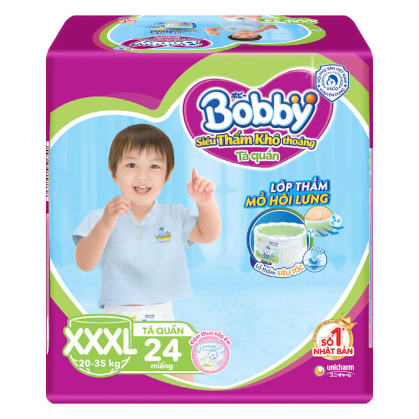 Tã quần Bobby Fresh size 3XL 24 miếng (20-35kg)