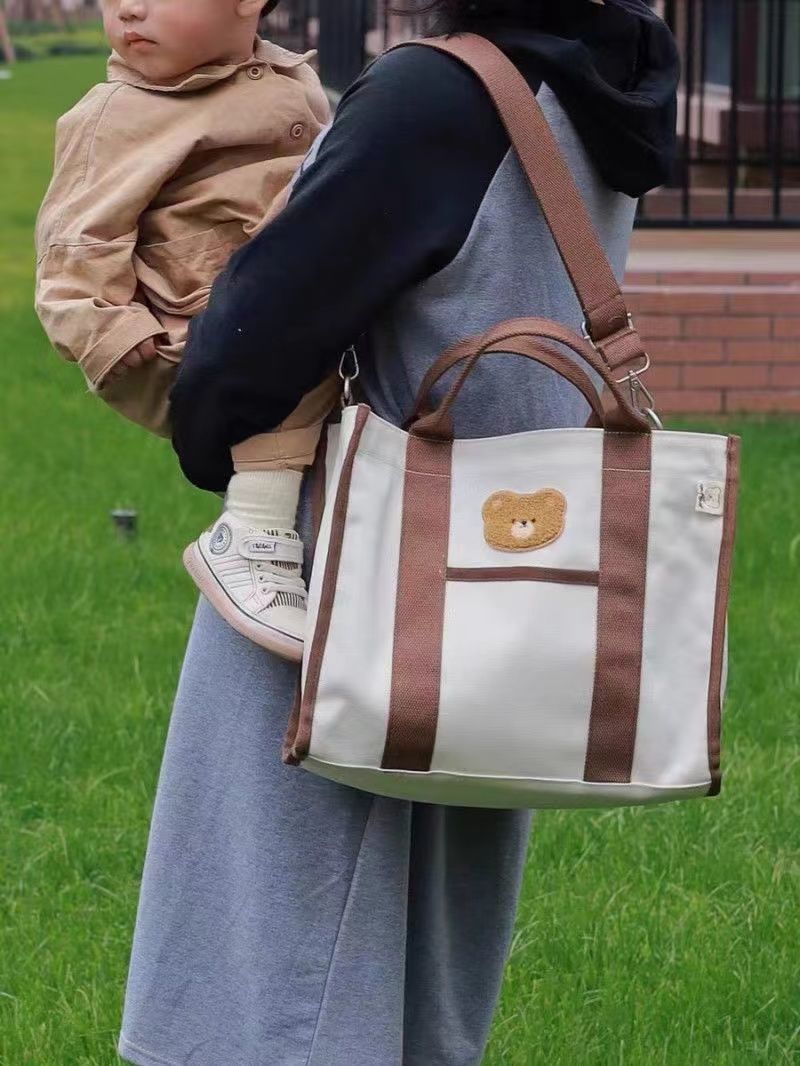Túi bỉm sữa đa năng hình gấu phong cách Hàn Quốc (35x30x13cm)
