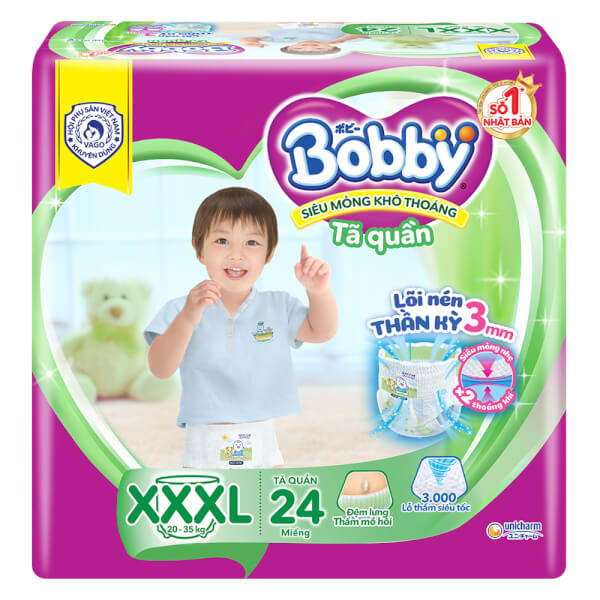 Tã quần Bobby Fresh size 3XL 24 miếng (20-35kg)