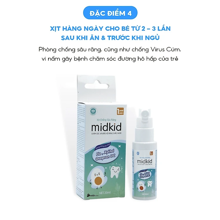 Xịt chống sâu răng Midkid 30ml (Từ 1 tuổi)