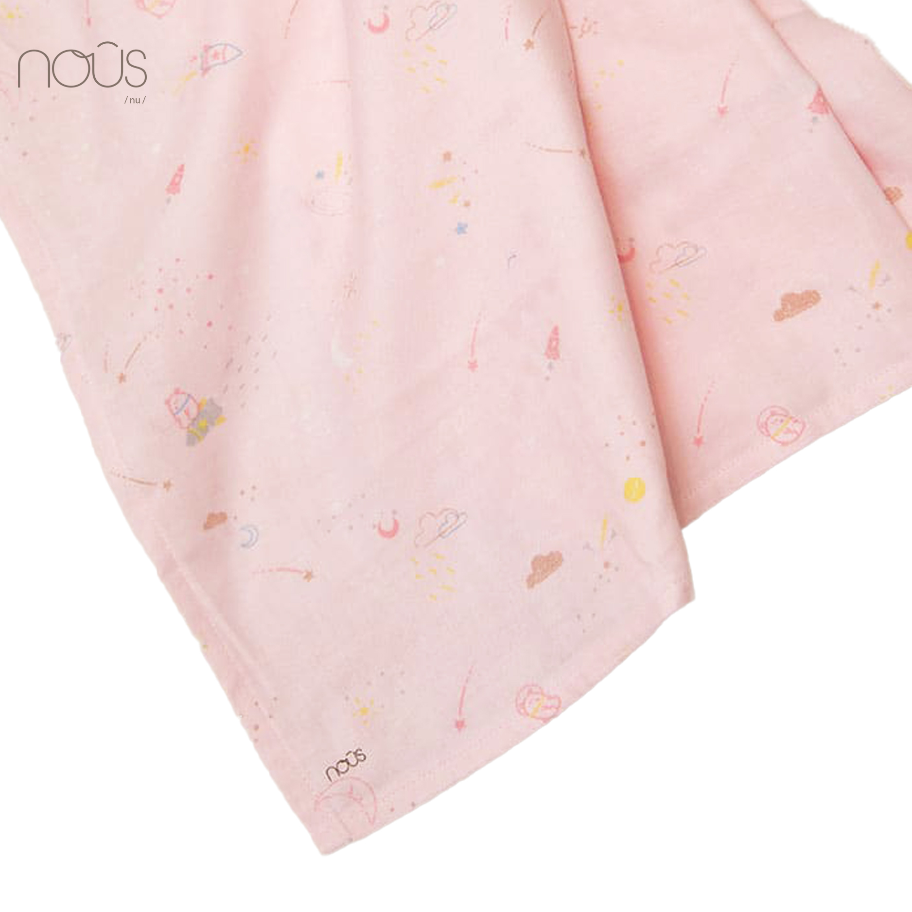 Khăn xô 2 lớp hồng gấu trăng sao