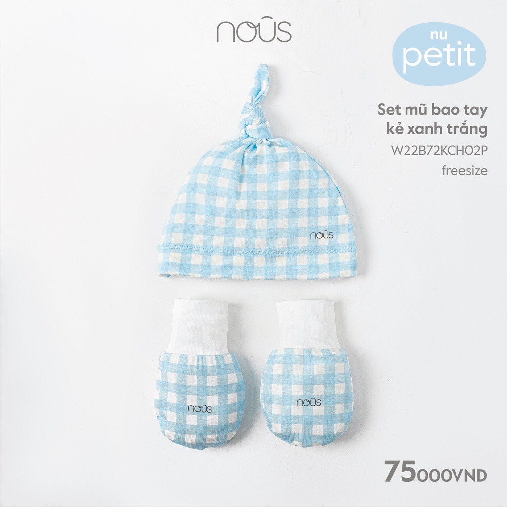 Set mũ bao tay Nous kẻ xanh trắng