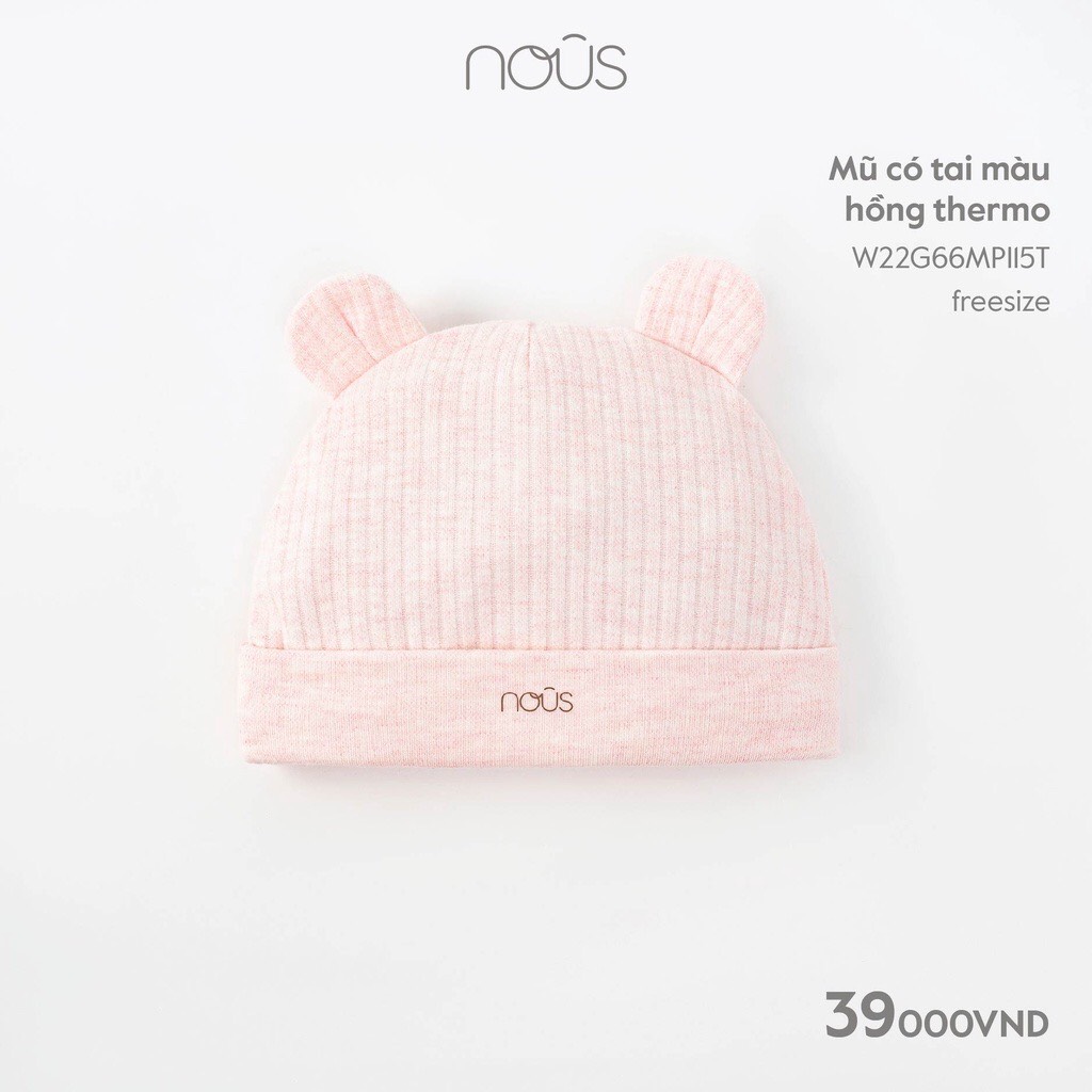 Mũ Nous có tai màu hồng thermo