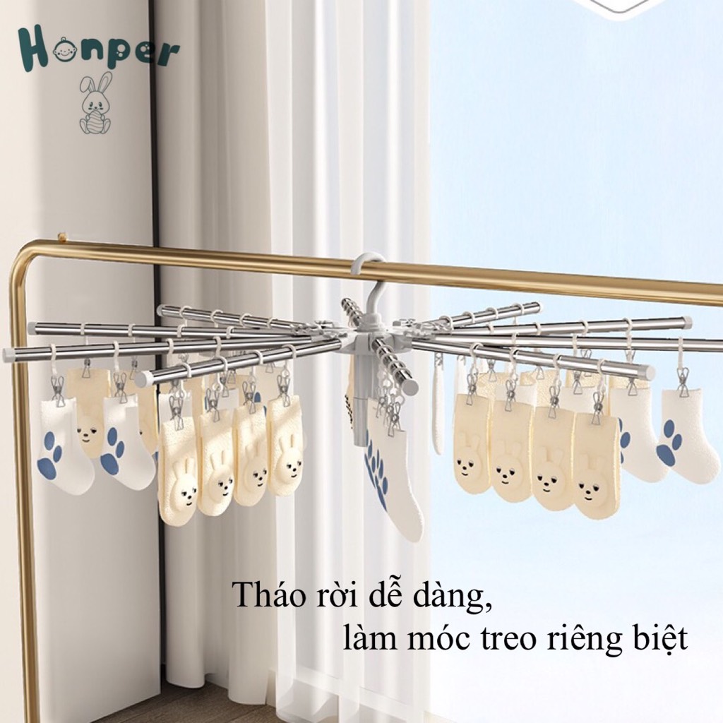 Cây phơi đồ inox gấp gọn Honper HP215 (60 kẹp)