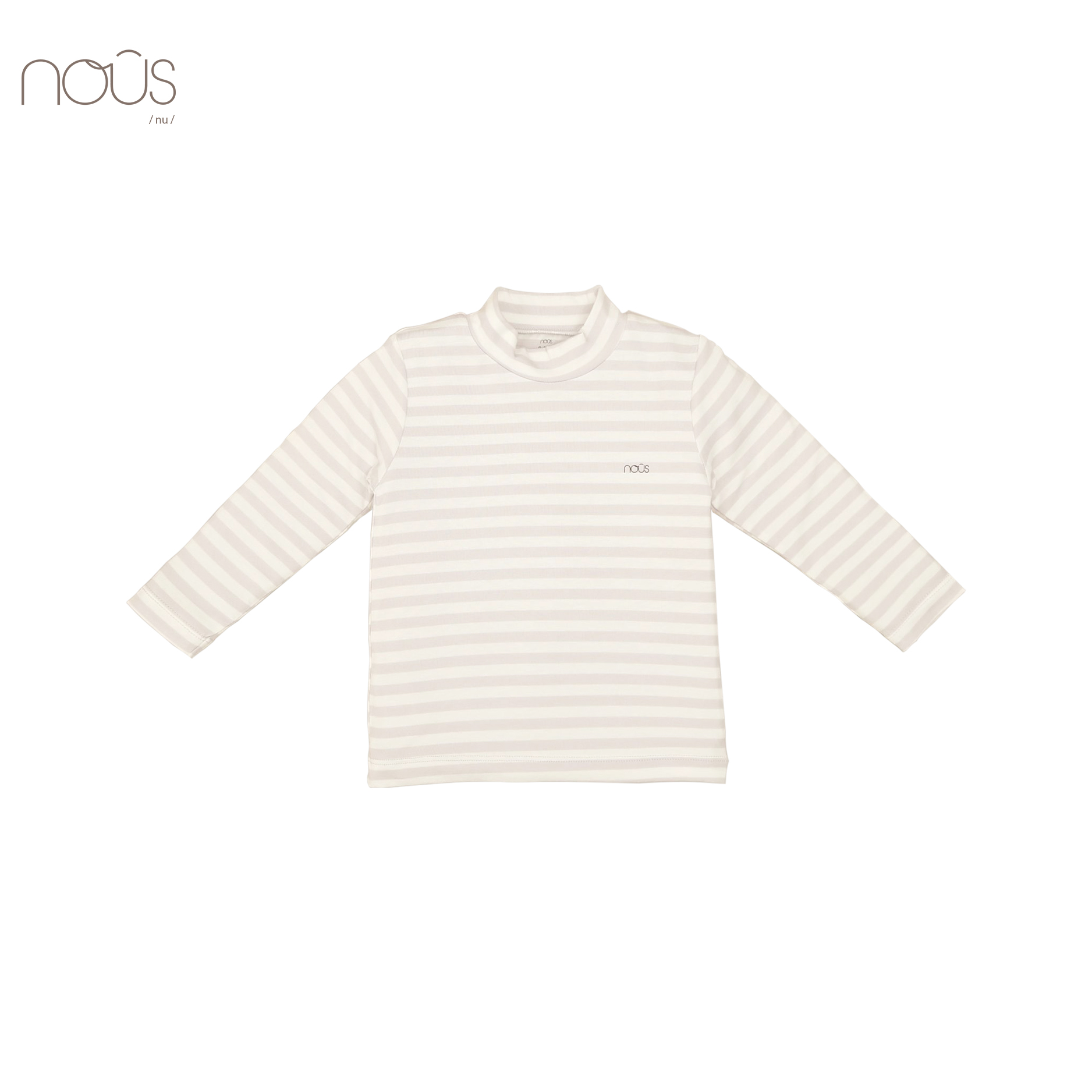 Áo cổ lọ 3cm kẻ trắng ghi