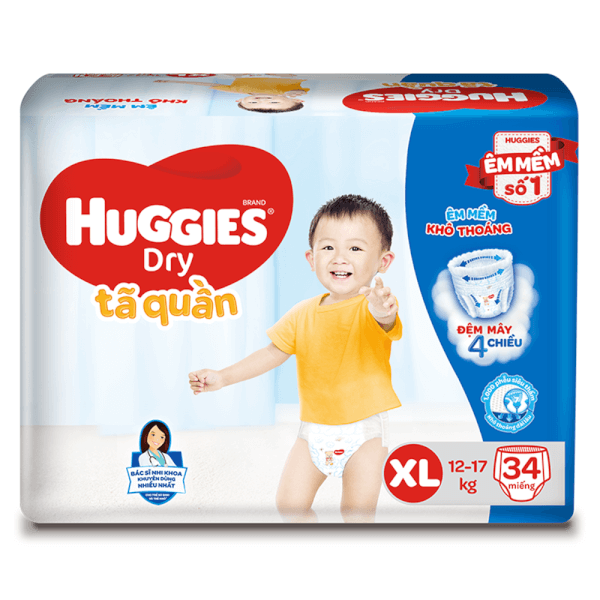 Tã quần Huggies Dry size XL 34 miếng (12-18kg)