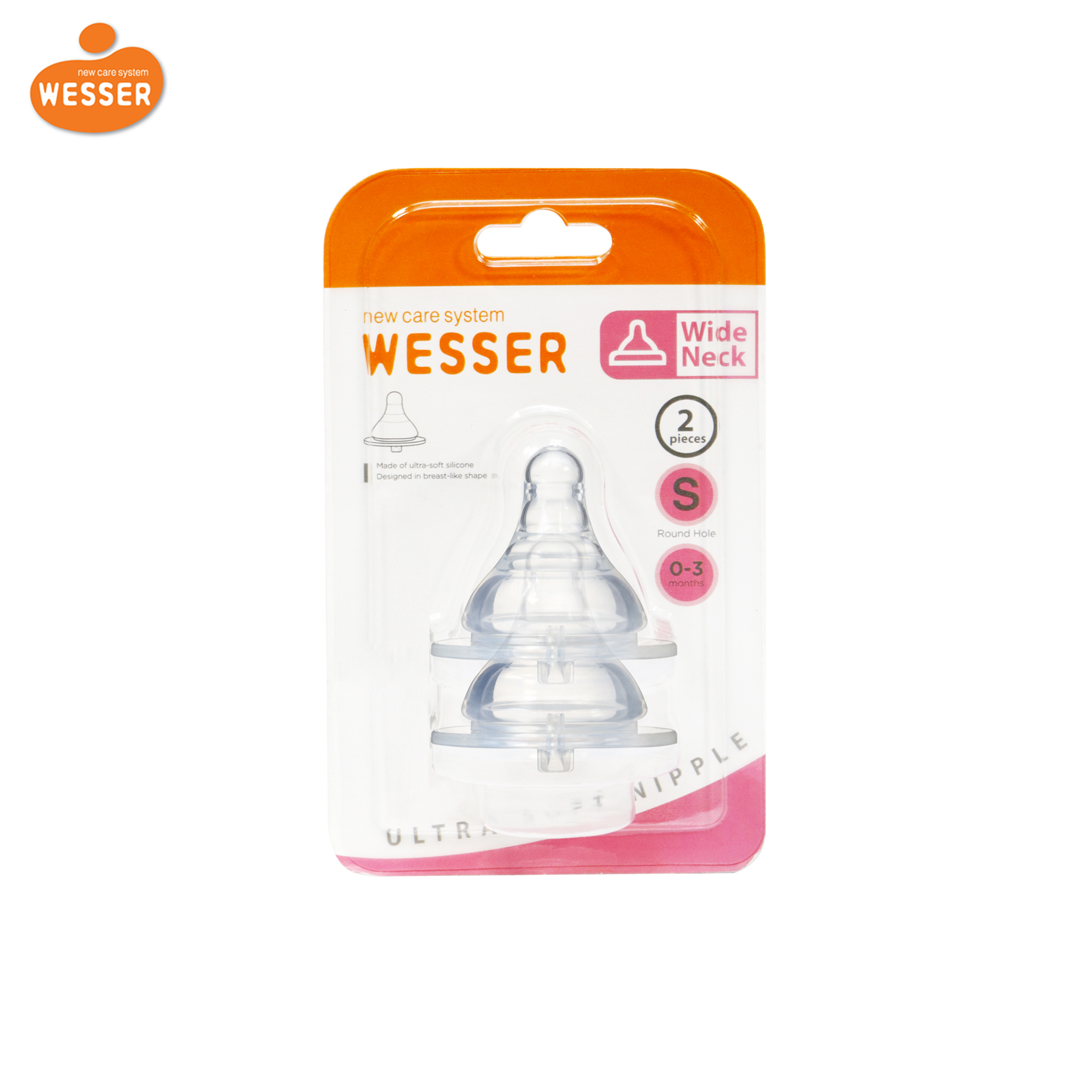 Vỉ 2 núm ty Wesser cổ rộng siêu mềm size S
