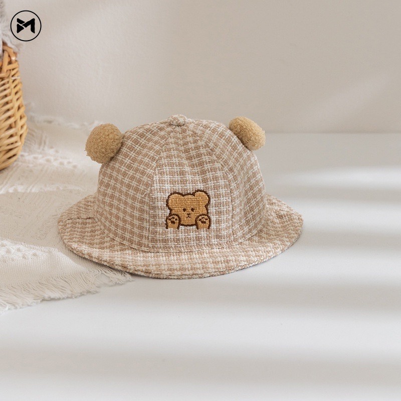 Mũ bo kẻ caro cho bé