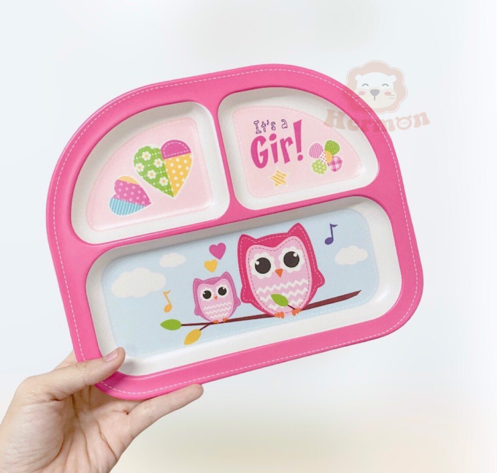 Khay ăn dặm 3 ngăn họa tiết động vật HM2807