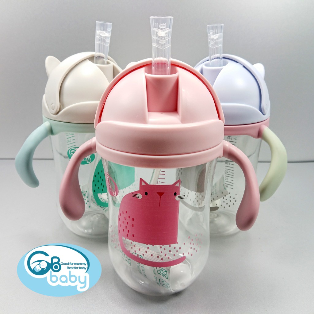 Bình tập uống nước tritan cho bé GB-Baby 300ml (Tặng kèm chổi vệ sinh ống hút)