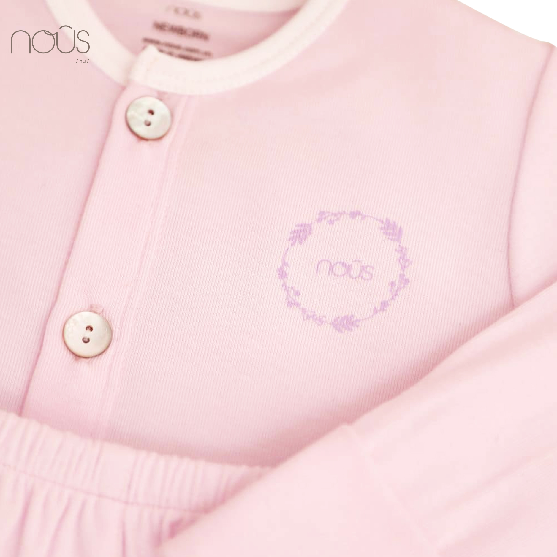 Bộ cài thẳng dài hồng size Newborn (dành cho bé sơ sinh dưới 3.8Kg)