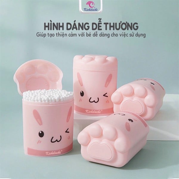 Tăm bông Kichilachi thỏ hồng (200 que)