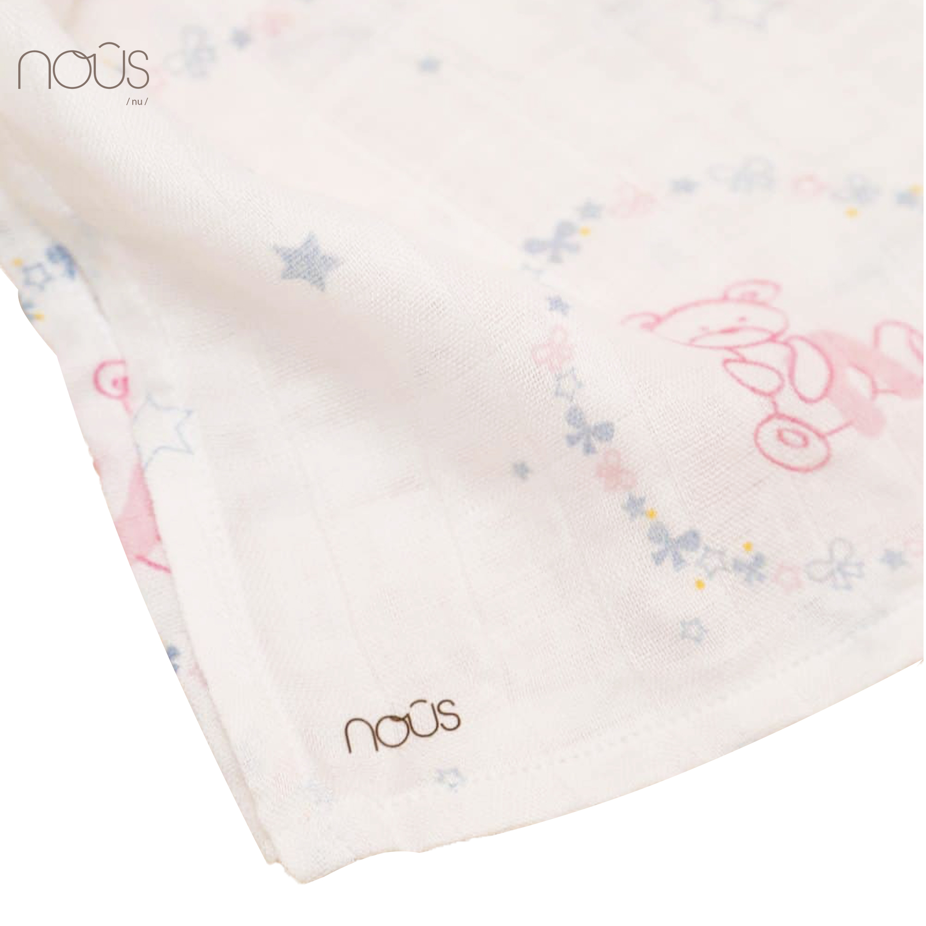 Khăn bamboo gấu bông Nous hồng