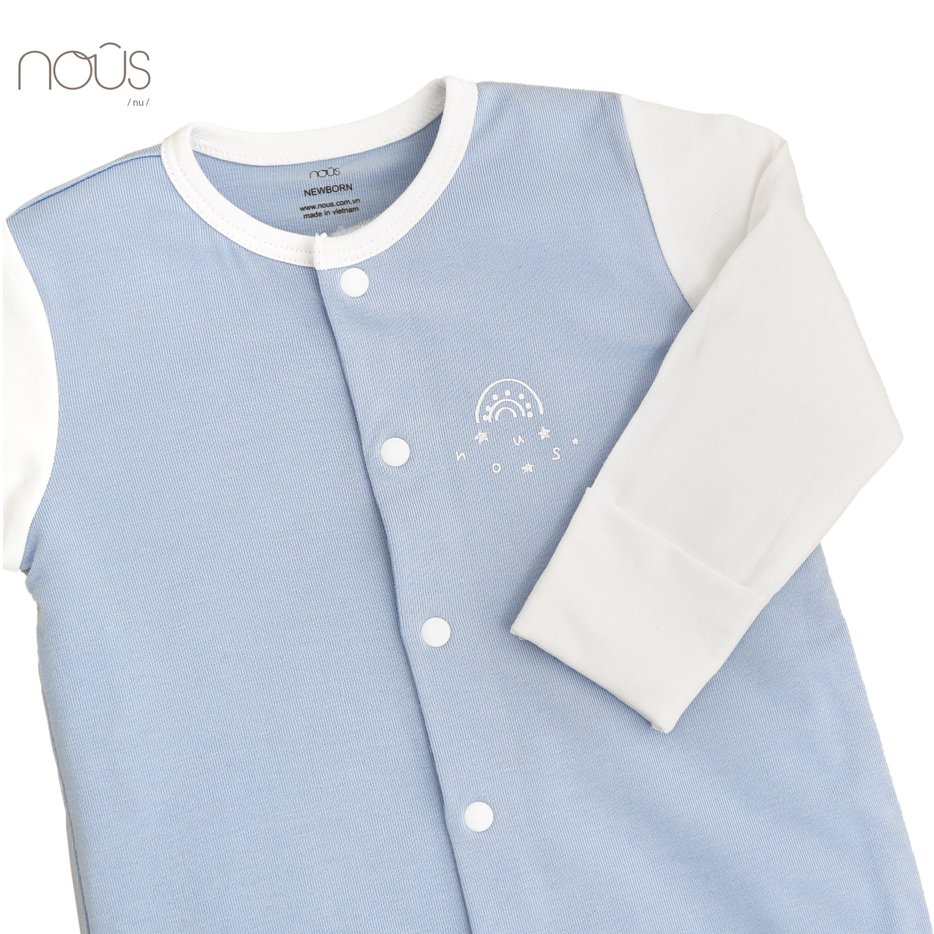 Bộ body có tất xanh hình cầu vồng size Newborn (dành cho bé sơ sinh dưới 3.8Kg)