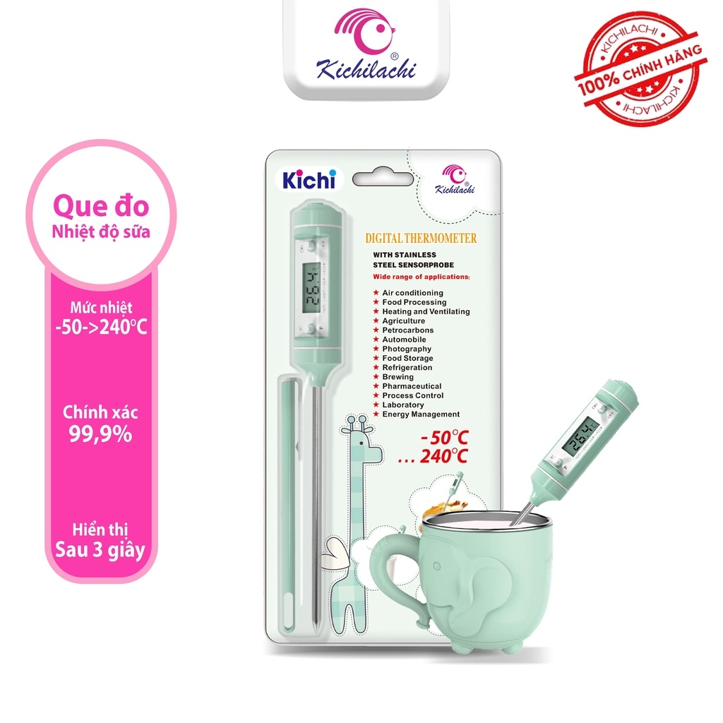 Que đo nhiệt độ nước pha sữa Kichilachi (Sử dụng pin tròn)