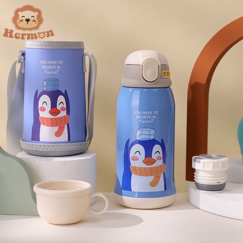 Bình nước giữ nhiệt Hermon 2 nắp  kèm cốc 600ml - Honper NK
