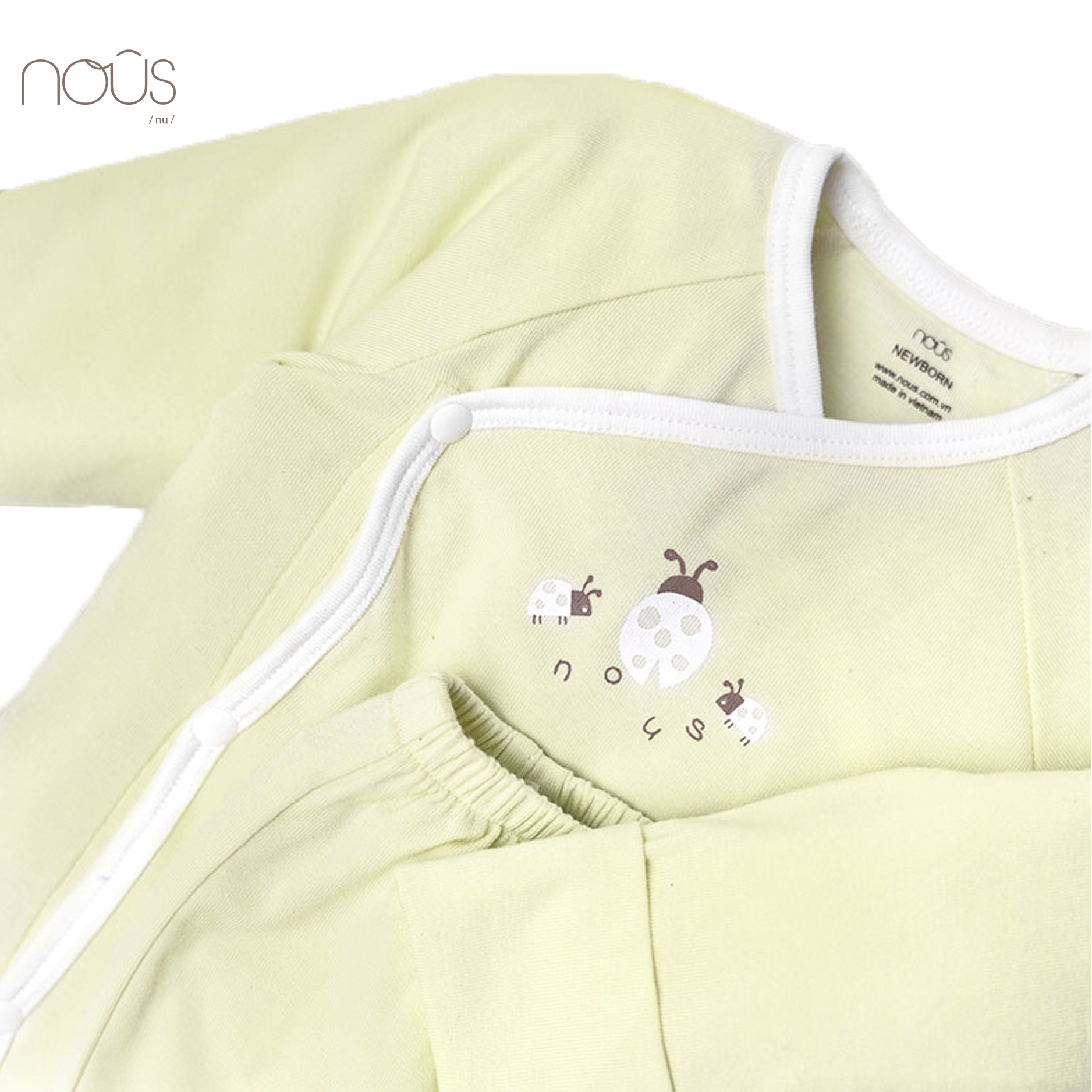 Bộ cài lệch xanh lá hình bọ rùa size Newborn (dành cho bé sơ sinh dưới 3.8Kg)