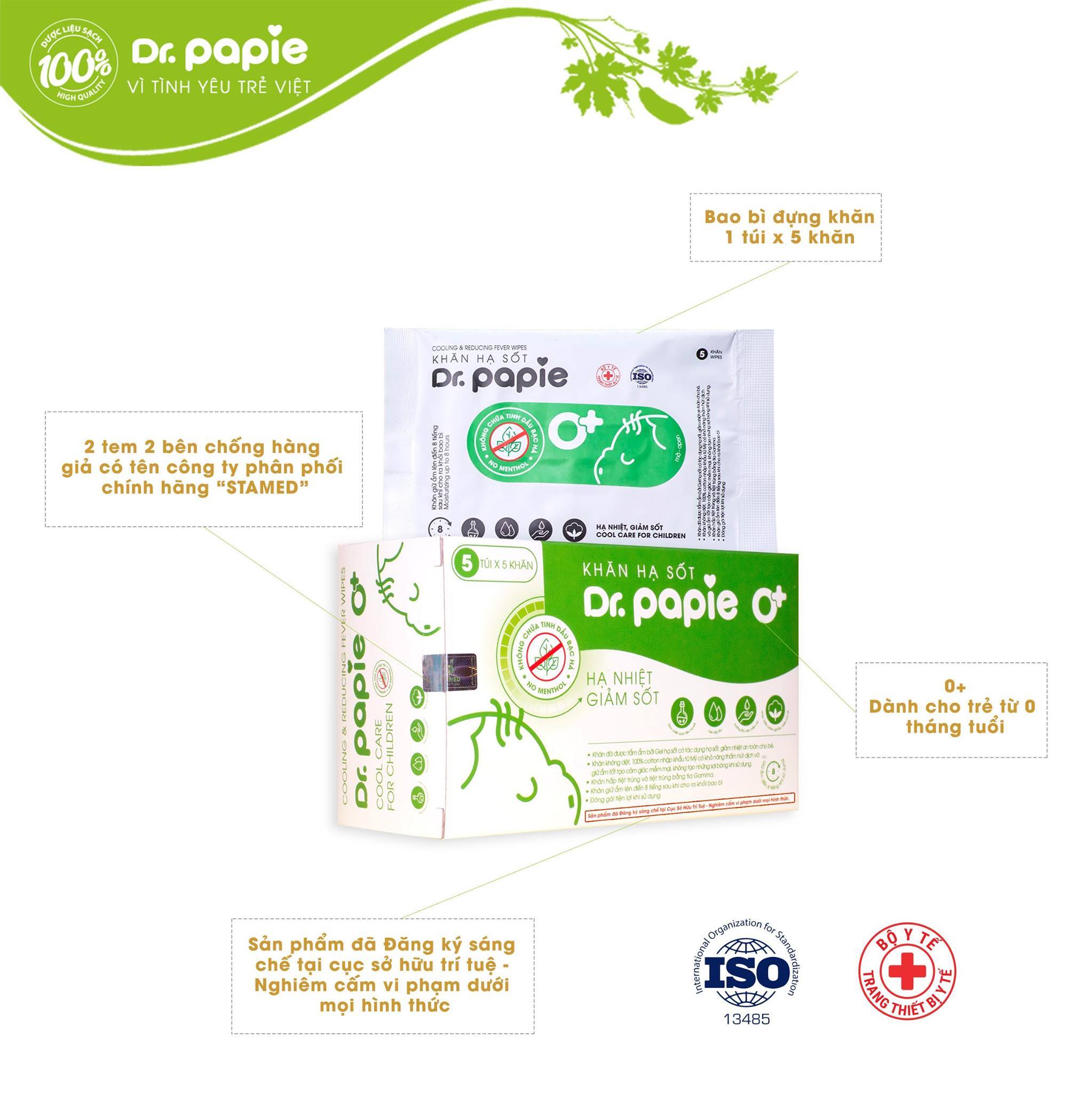 Khăn lau hạ sốt Dr.Papie