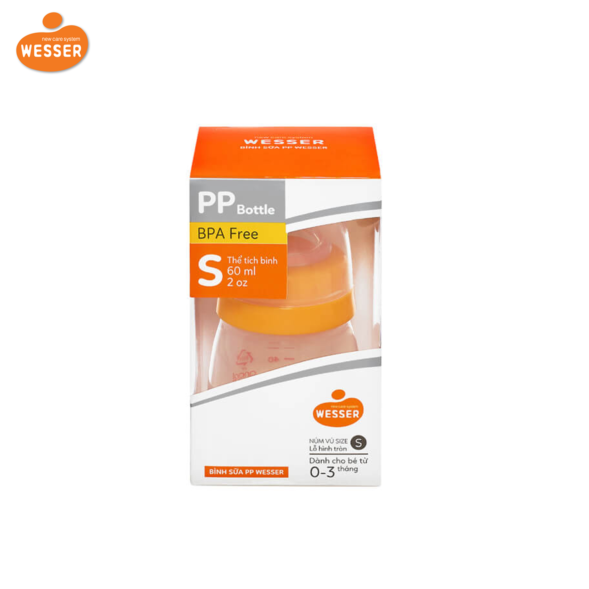 Bình sữa Wesser cổ hẹp nhựa PP 60ml