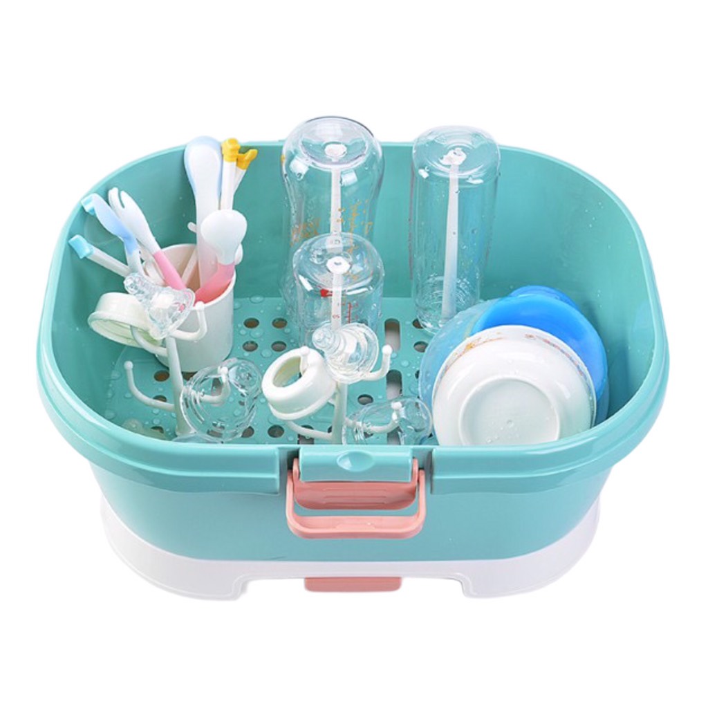 Giá úp bình sữa 2 van, có nắp đậy