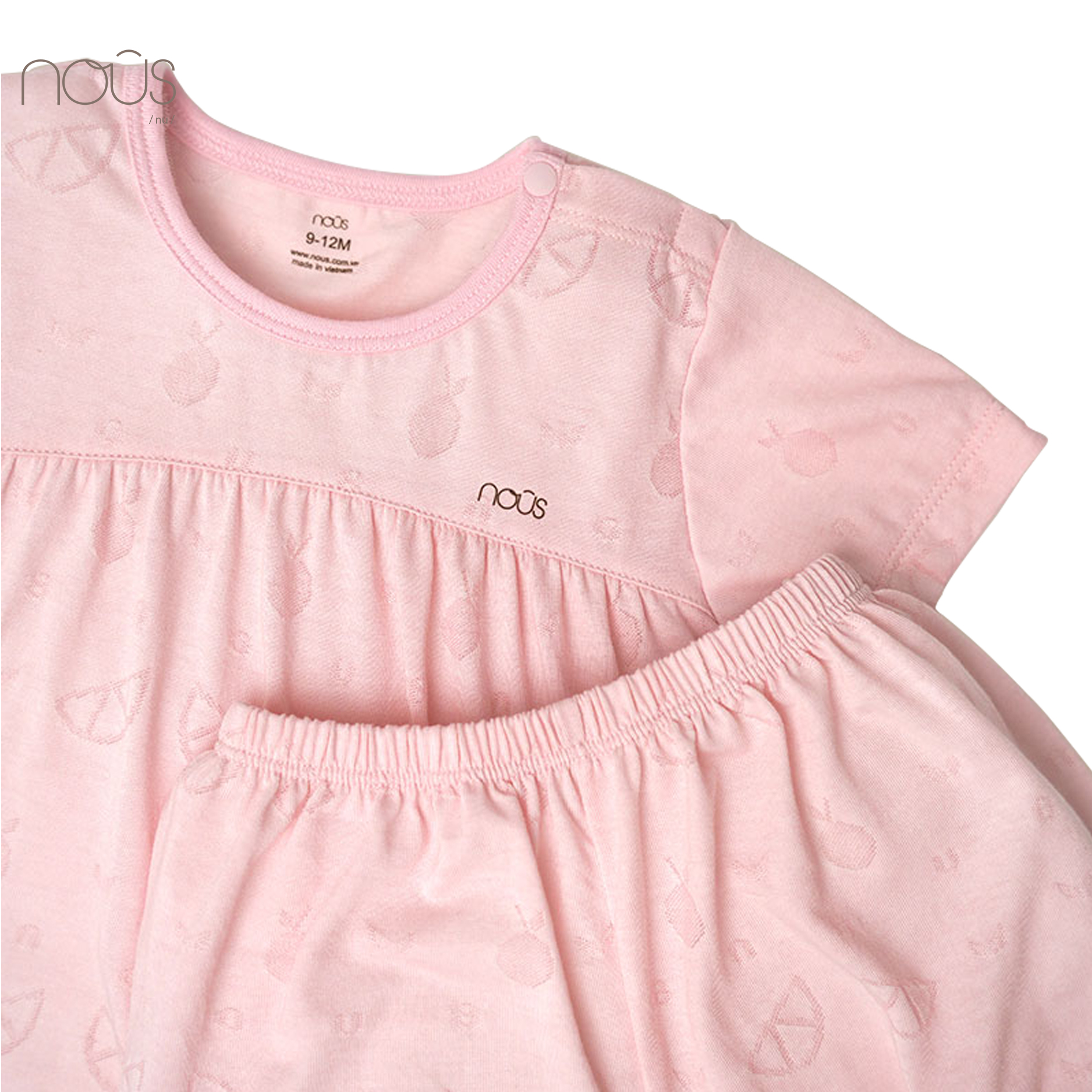 Bộ cài vai cộc hồng hoạ tiết dưa hấu