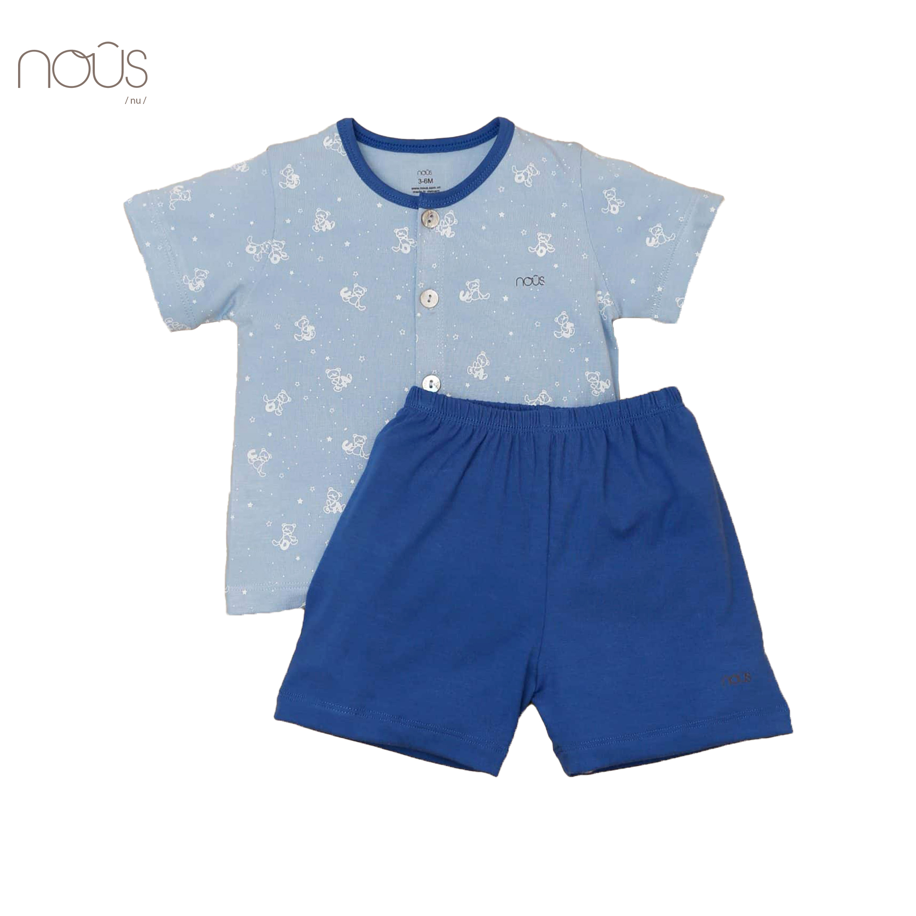 Bộ cài thẳng cộc petit xanh dương hoạ tiết