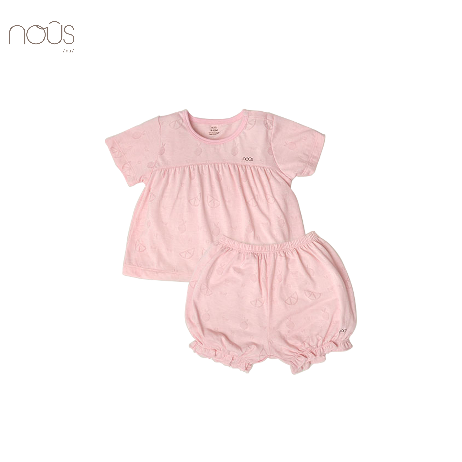 Bộ cài vai cộc hồng hoạ tiết dưa hấu