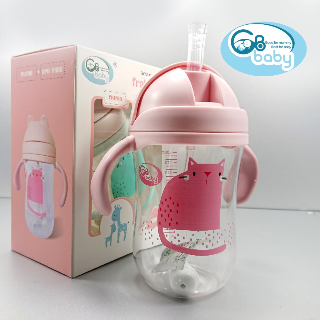 Bình tập uống nước tritan cho bé GB-Baby 300ml (Tặng kèm chổi vệ sinh ống hút)