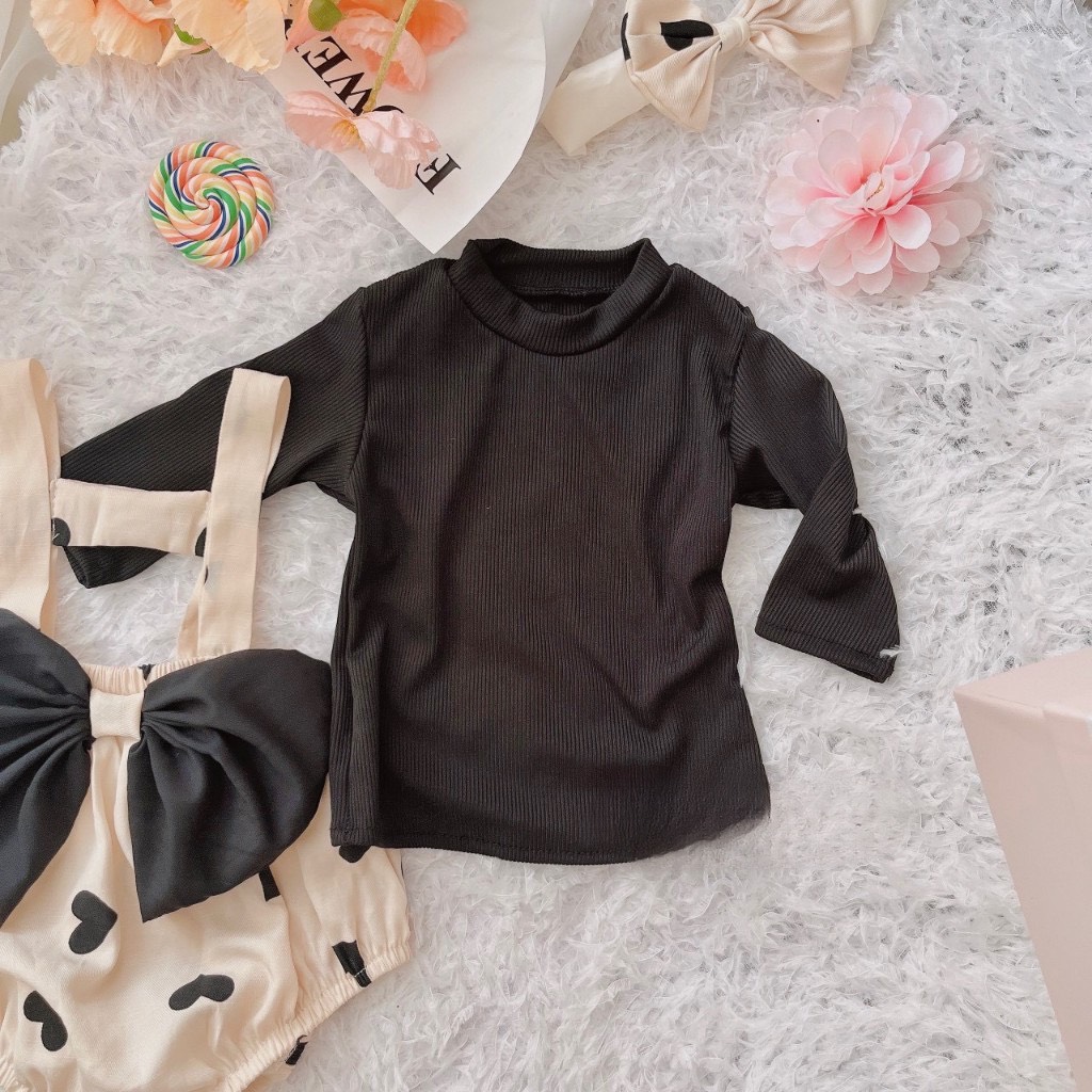 Body yếm tim đen tay dài - Kèm Turban nơ