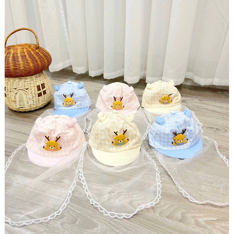 Mũ lưỡi trai hình hưu kèm khăn voan (0-6 tháng)