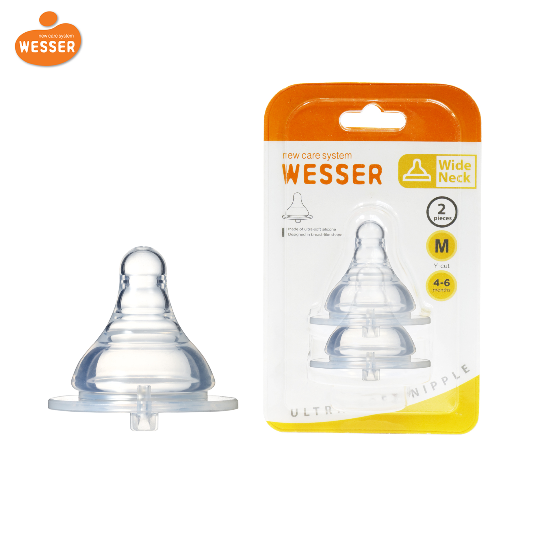 Vỉ 2 núm ty Wesser cổ rộng siêu mềm size M