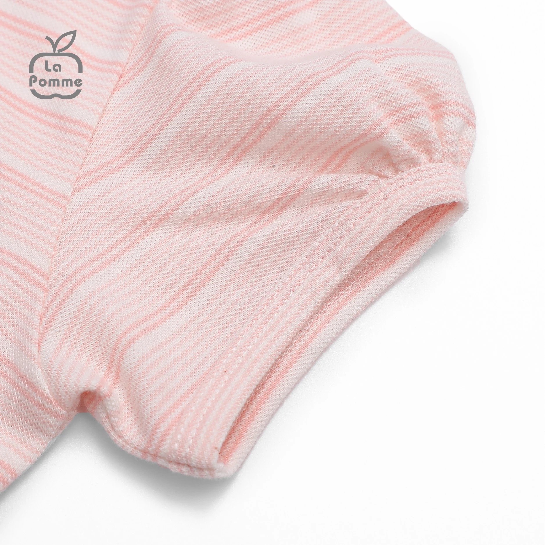 Bộ cộc tay La Pomme kẻ gấu nâu