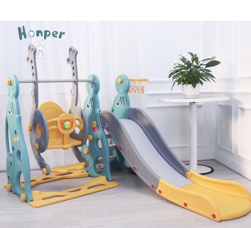 Cầu trượt, xích đu, bóng rỗ Honper hình hải cẩu