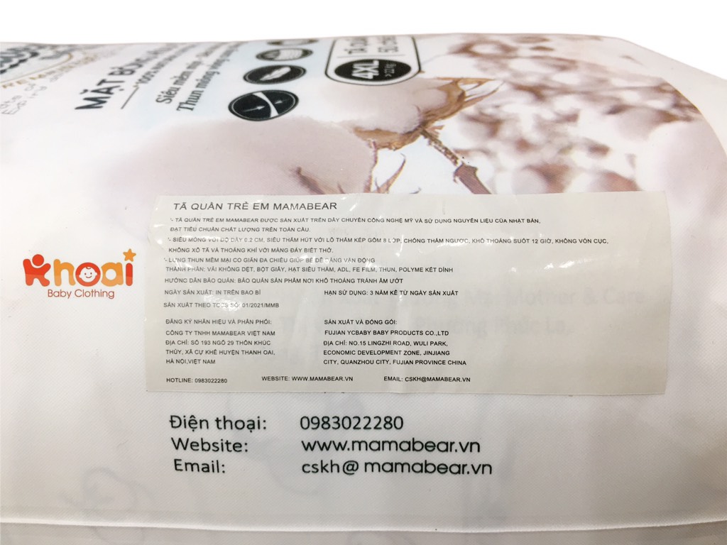 Tã quần Mama Bear size 2XL - 50 miếng (15-20kg)