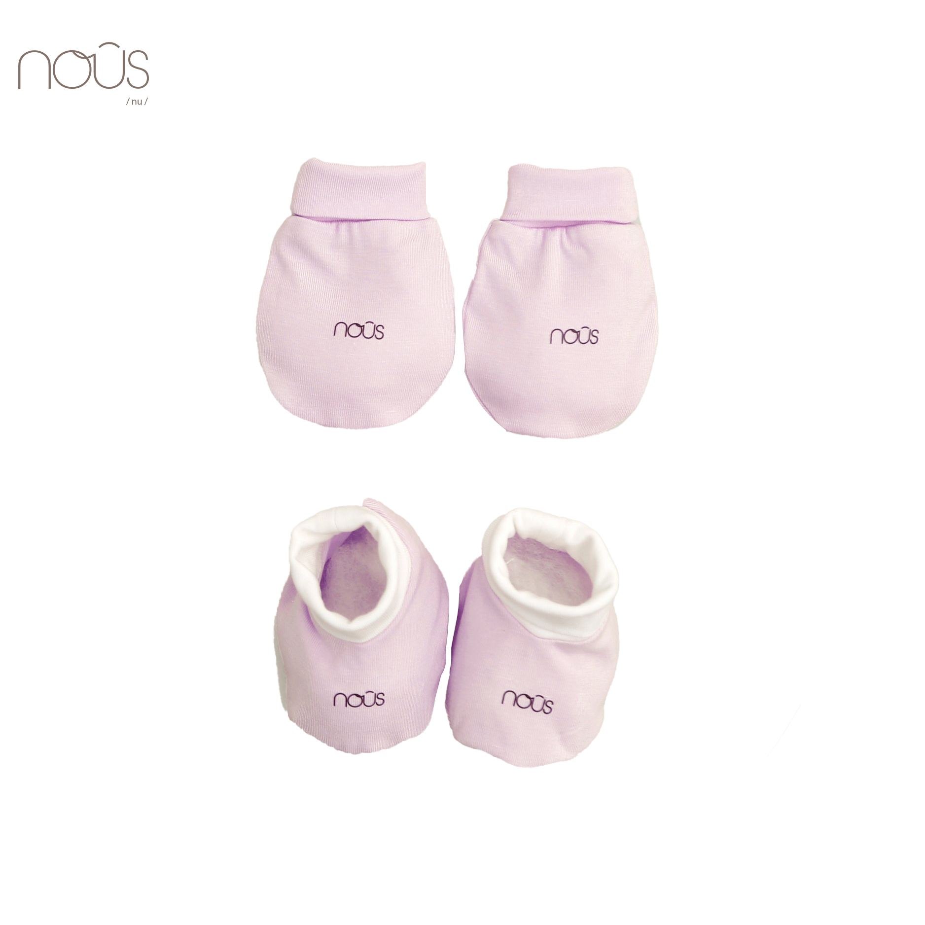 Set bao tay bao chân bo tím nhạt