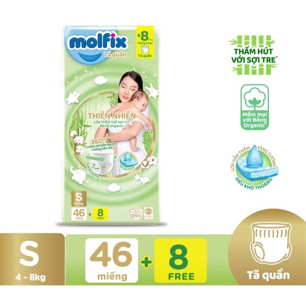 Tã quần Molfix size S - 46 miếng (4-8kg)