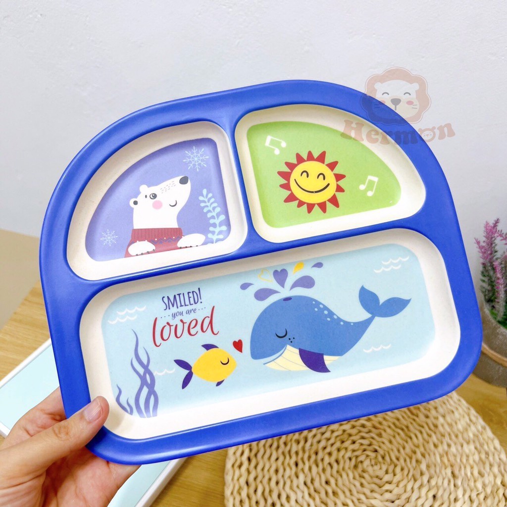 Khay ăn dặm 3 ngăn họa tiết động vật HM2807