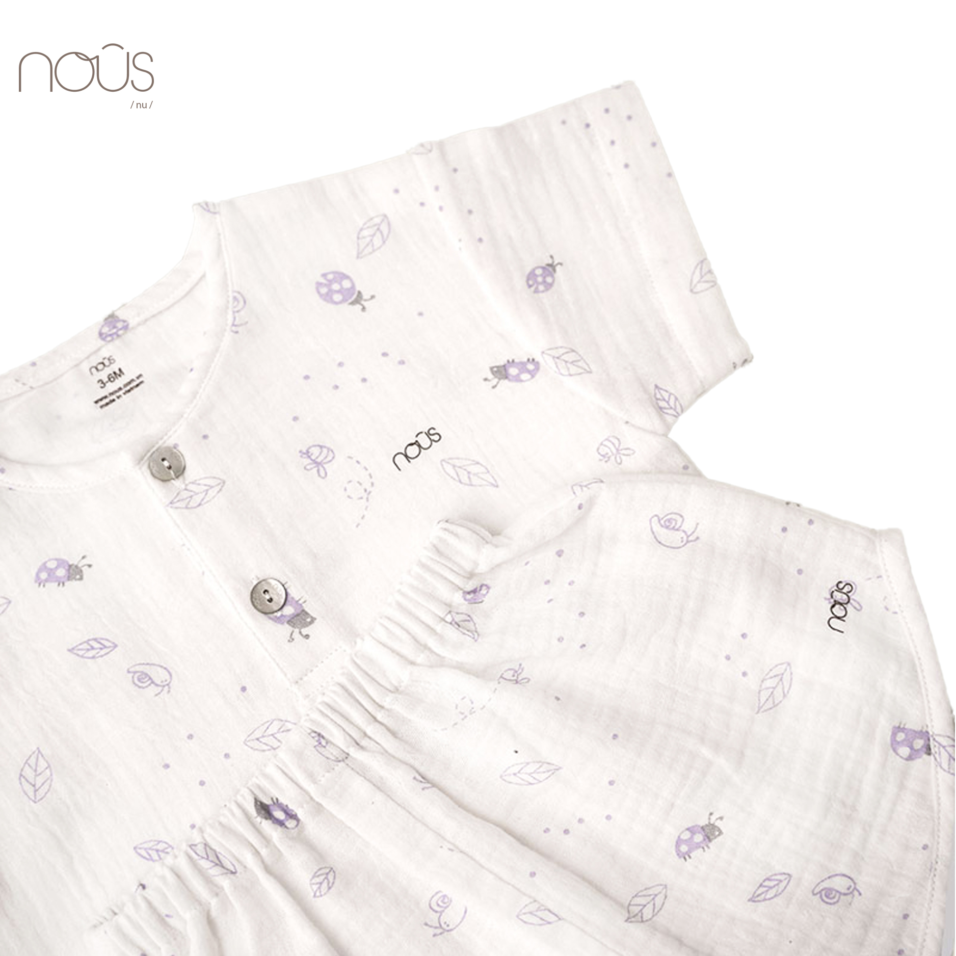 Bộ cài thẳng cộc trắng hình ốc sên và lá