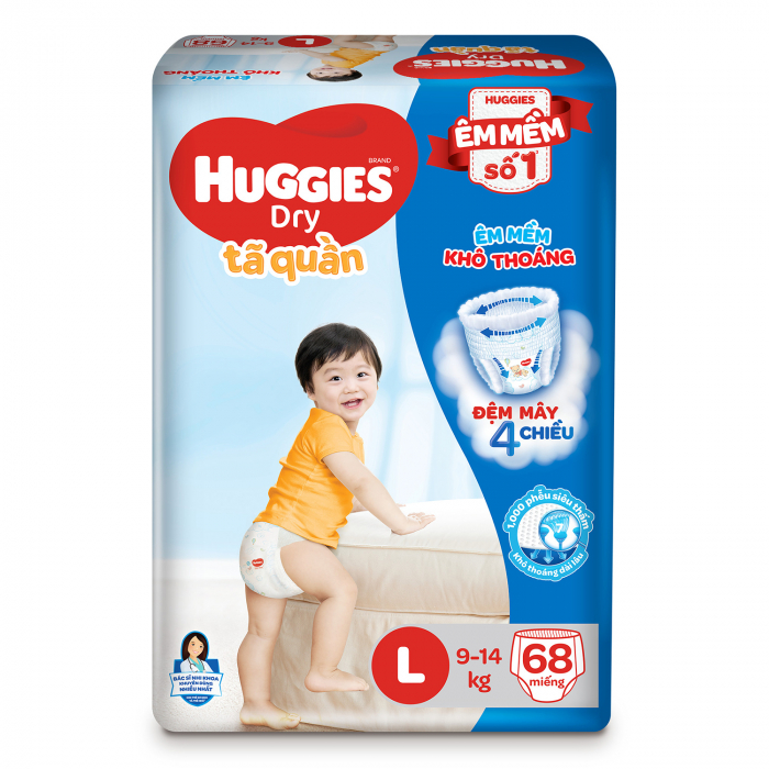 Tã quần Huggies Dry size L 68 miếng (9-14kg)