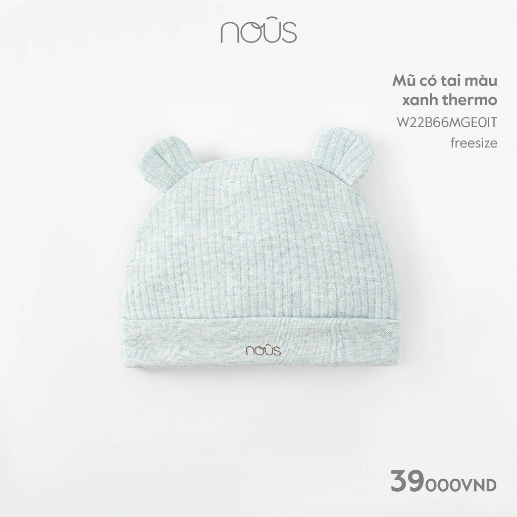 Mũ Nous có tai xanh nhạt trơn