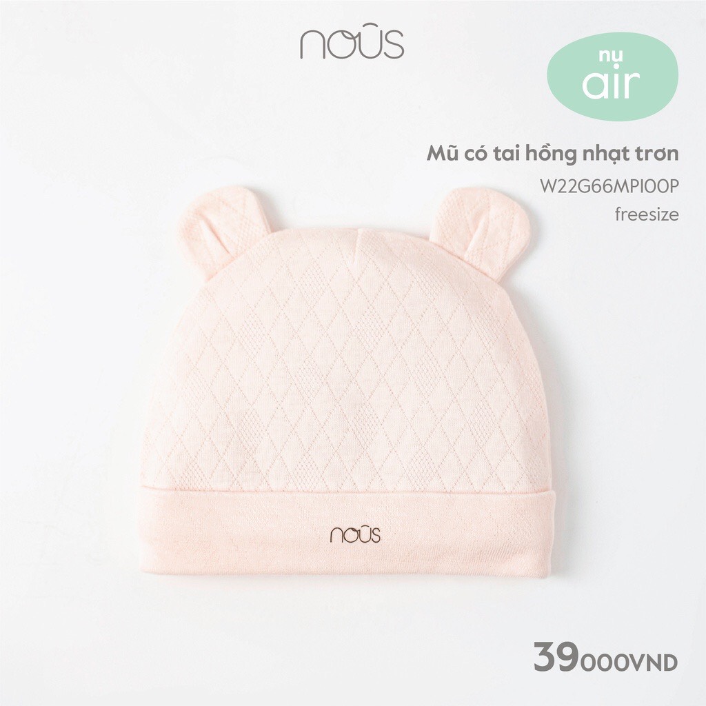 Mũ Nous có tai hồng nhạt trơn