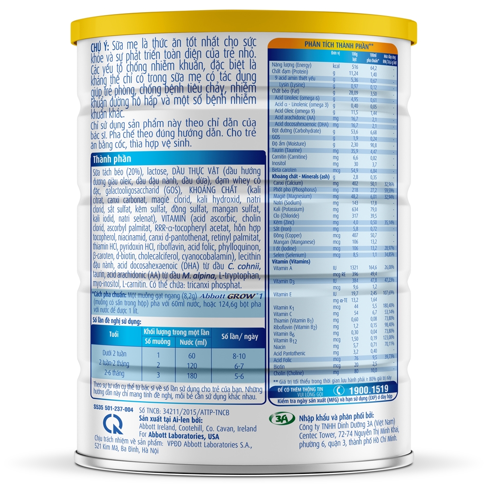 Sữa Abbott Grow 1 (0-6 tháng)