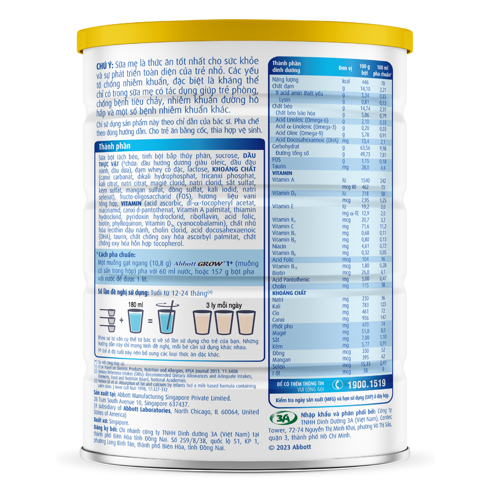 Sữa Abbott Grow 1+ (1-2 tuổi) - 900g