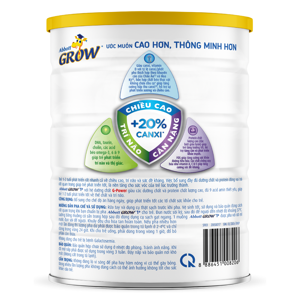 Sữa Abbott Grow 1+ (1-2 tuổi) - 900g