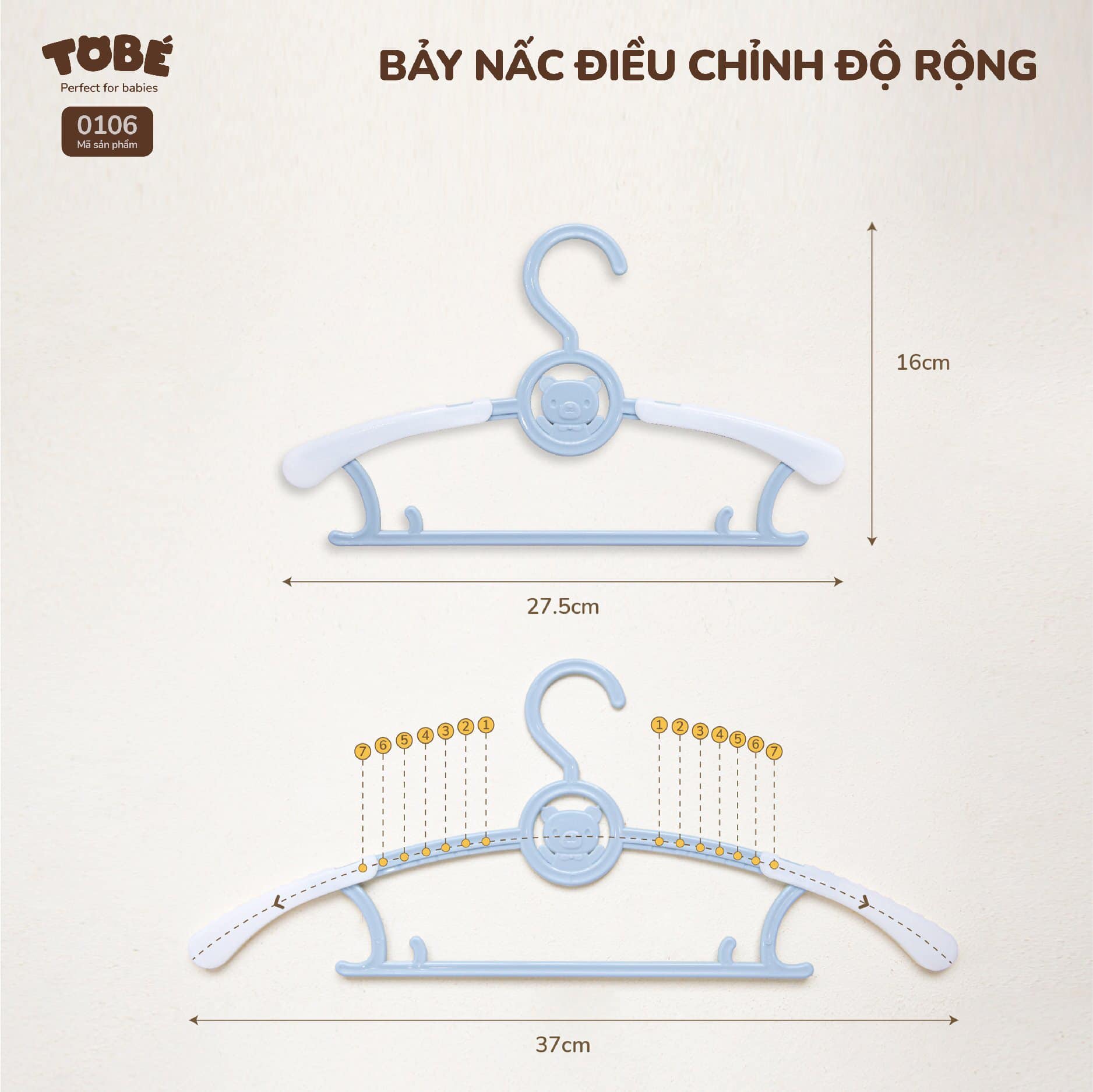 Móc áo trẻ em Tobé - set 5 chiếc