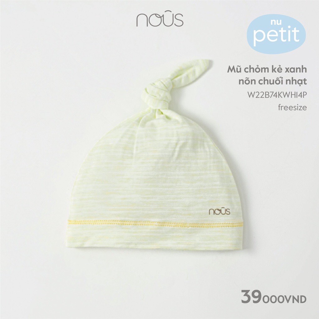 Mũ chỏm Nous kẻ xanh nõn chuối nhạt
