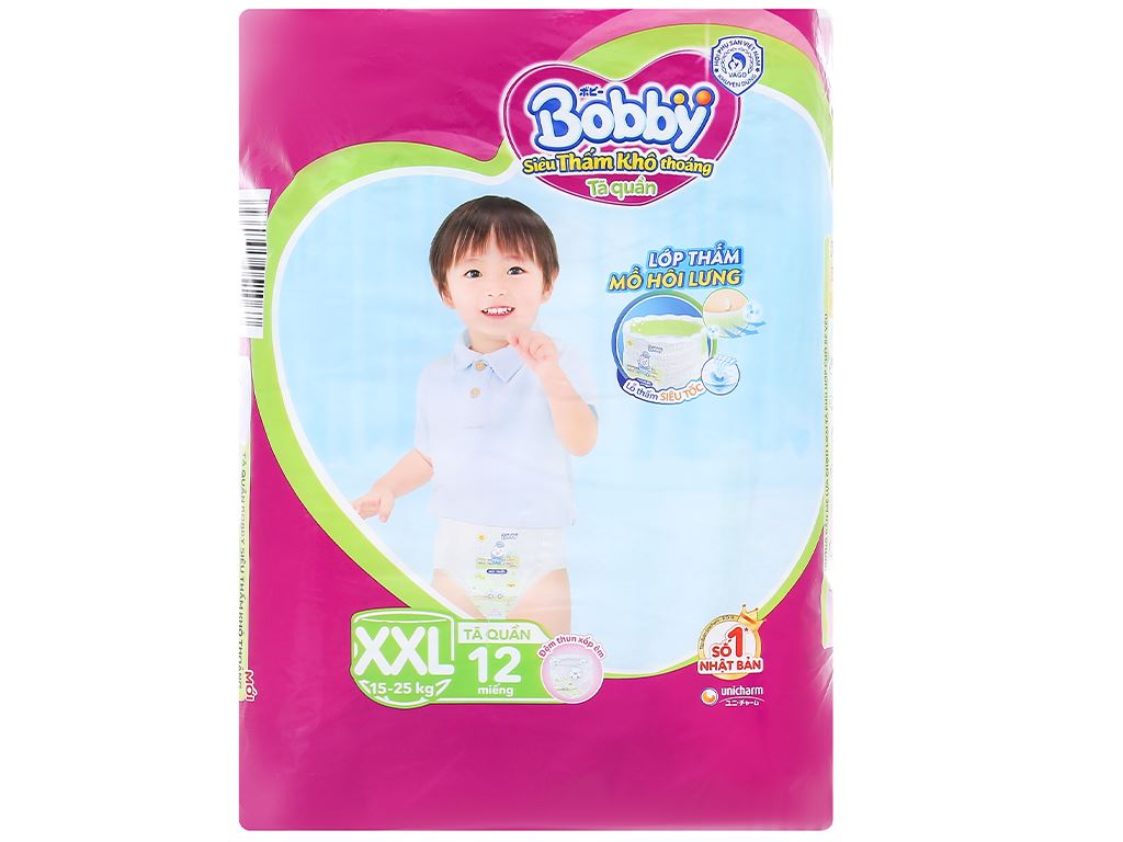 Tã quần Bobby Fresh size 2XL 12 miếng (13-25kg)