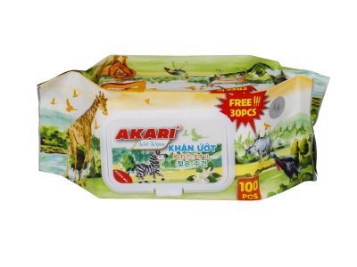 Khăn ướt em bé Akari Khủng Long, không mùi (100 + 30 tờ)