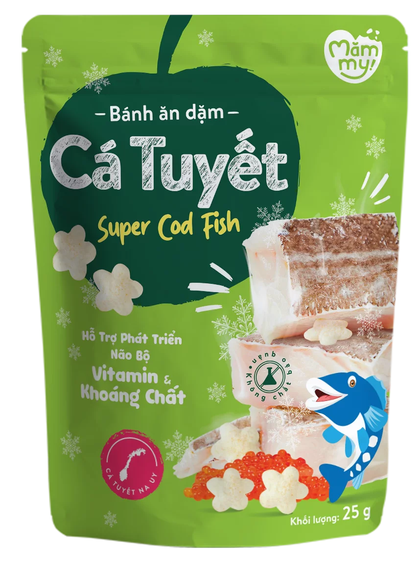 Bánh ăn dặm Mămmy vị cá tuyết -25g (Bé từ 6 tháng)