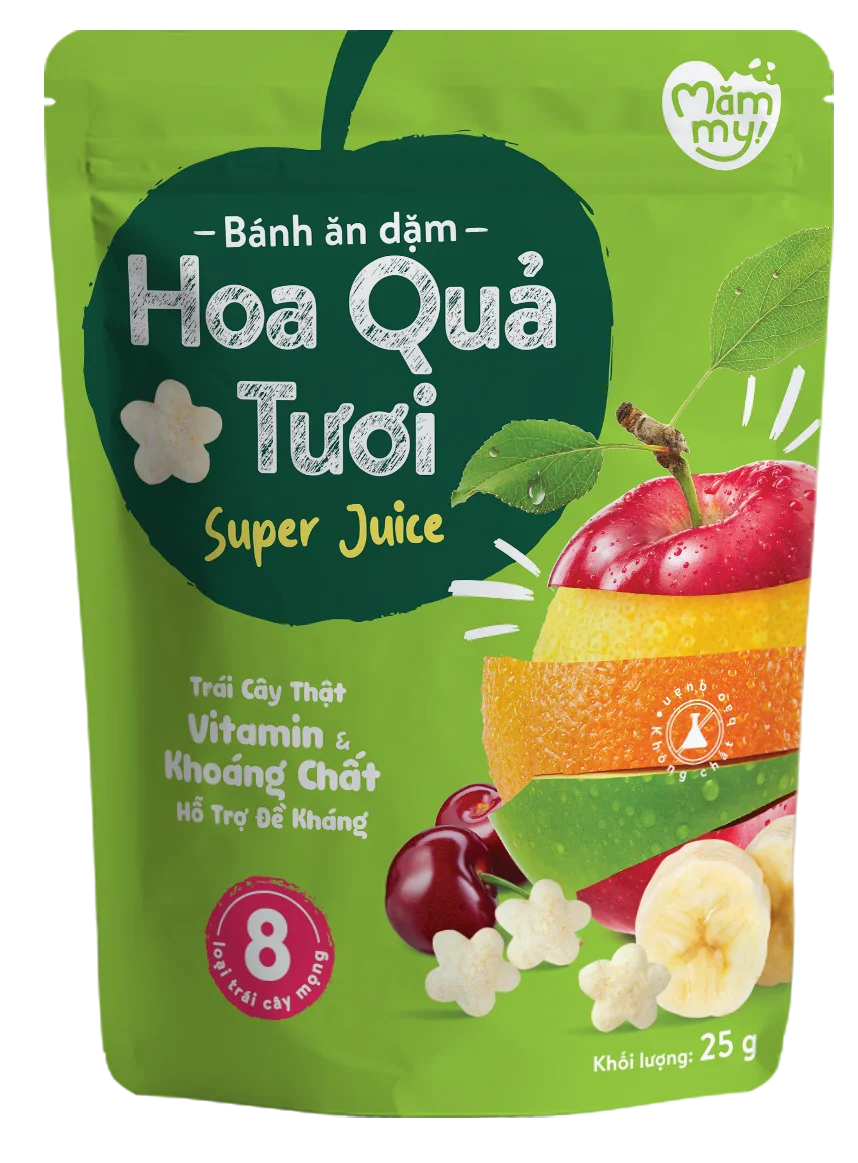 Bánh ăn dặm Mămmy vị hoa quả tươi -25g (Bé từ 6 tháng)